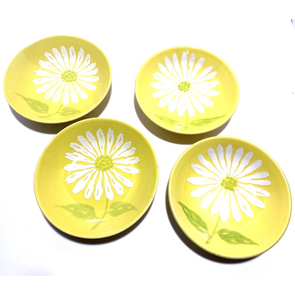 Rare Vintage Ernesto Salerno Italian Yellow Daisy Bowls (1950s-1960s) Vibrant!